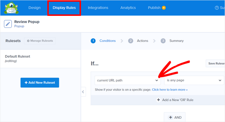 표시 규칙 설정 - IsItWP - 무료 WordPress 테마 감지기 set display rules