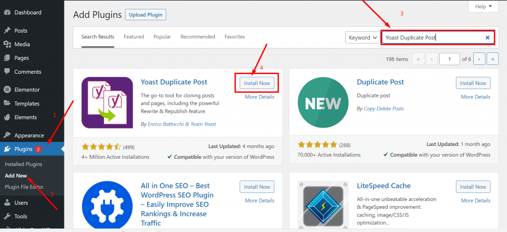 Wordpress에서 페이지를 복제하는 방법? (단계별) 4 Installing the Yoast Duplicate Post plugin