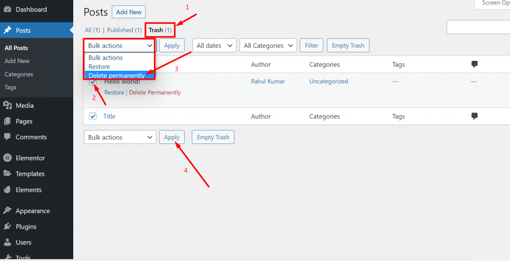 Wordpress에서 페이지를 복제하는 방법? (단계별) 9 Delete permanently WordPress duplicate page or post