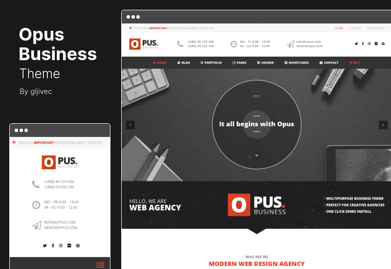 Opus 商務主題 - 多用途商務 WordPress 主題