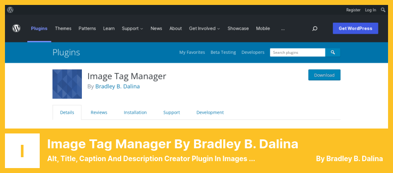 Image Tag Manager بواسطة Bradley B. Dalina Plugin - ملحق بديل ، العنوان ، التسمية التوضيحية والوصف Creator Plugin in Images For WordPress