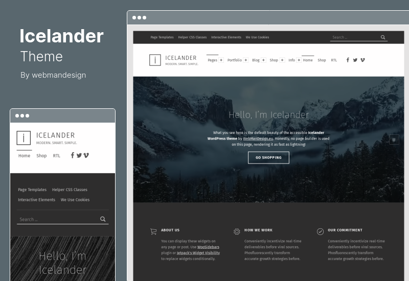İzlanda Teması - Erişilebilir İşletme Portföyü WooCommerce WordPress Teması