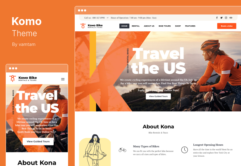 Komo Teması - Bisiklet Kiralama Mağazası WordPress Teması
