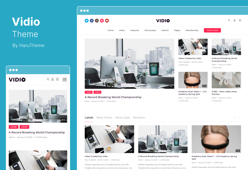 视频主题 - 视频管理器 WordPress 主题