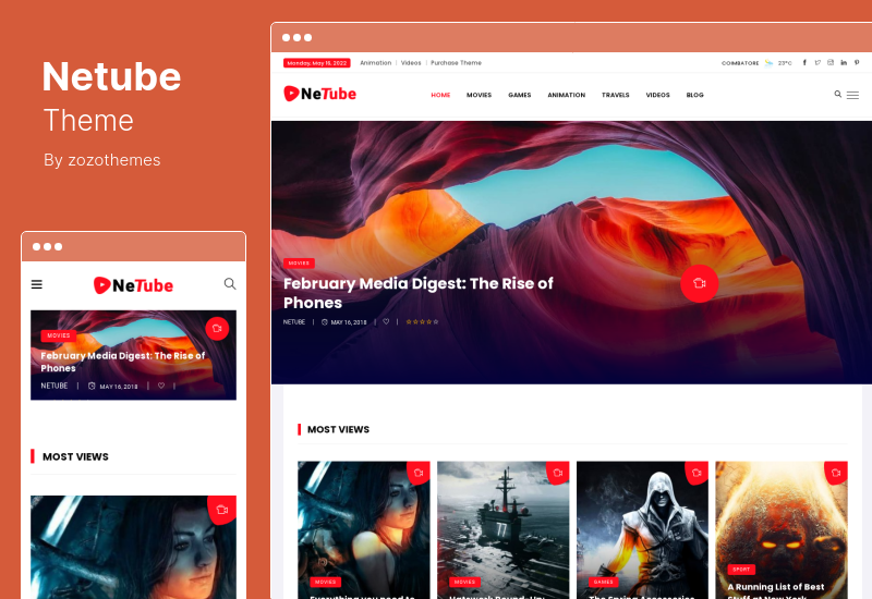 Netube 主题 - 病毒视频博客杂志 WordPress 主题