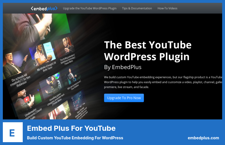 YouTube 플러그인용 Embed Plus - WordPress용 맞춤 YouTube 포함 구축