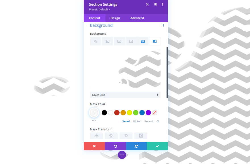 قناع خلفية Divi وخيارات تحويل النمط