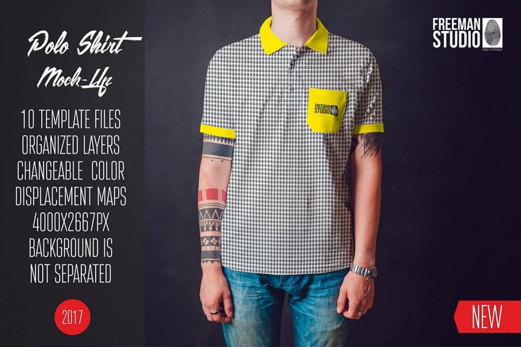 Kreatives Poloshirt-Modell für tätowierte Männer