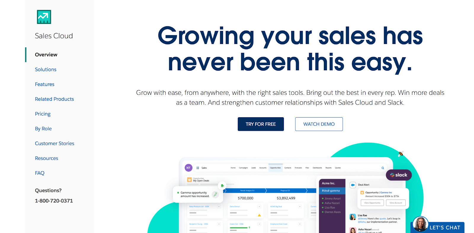 Salesforce Sales Cloud 랜딩 페이지