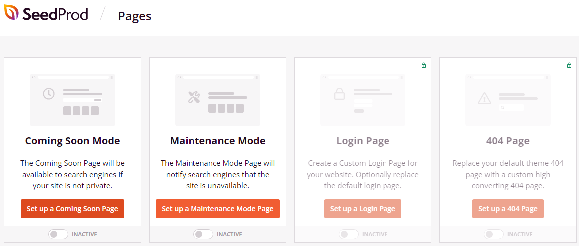 SeedProd 방문 페이지 selecting a maintenance mode template