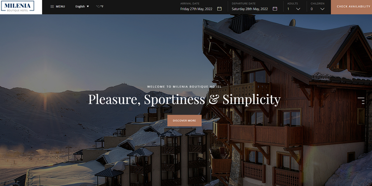 صفحة رئيسية لموضوع Milenia WordPress.