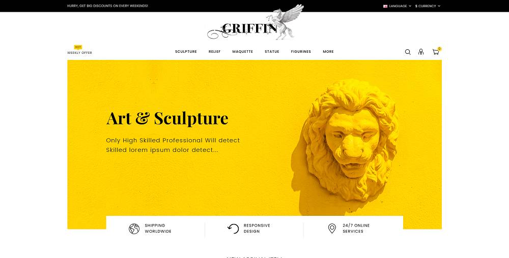 Griffin – 艺术商店 OpenCart 模板