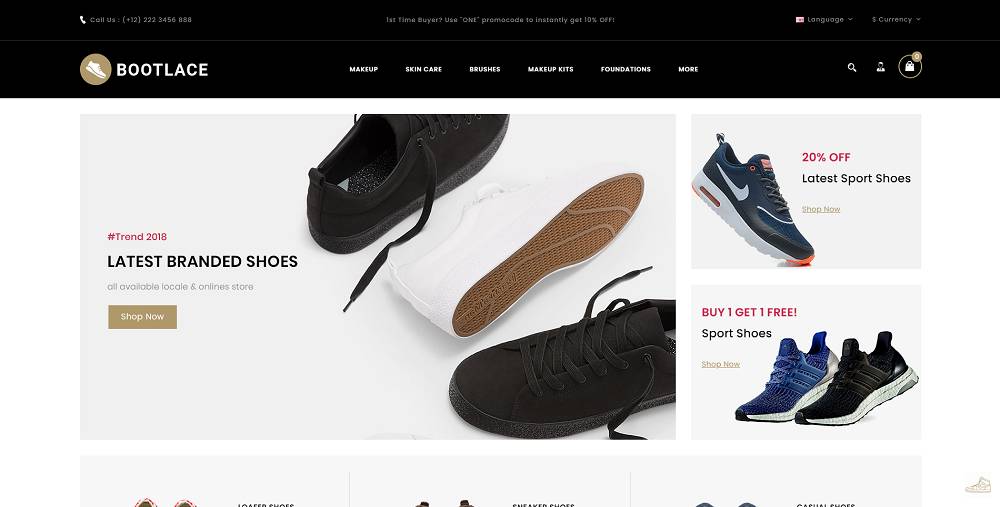 Bootlace 鞋履商店 OpenCart 模板