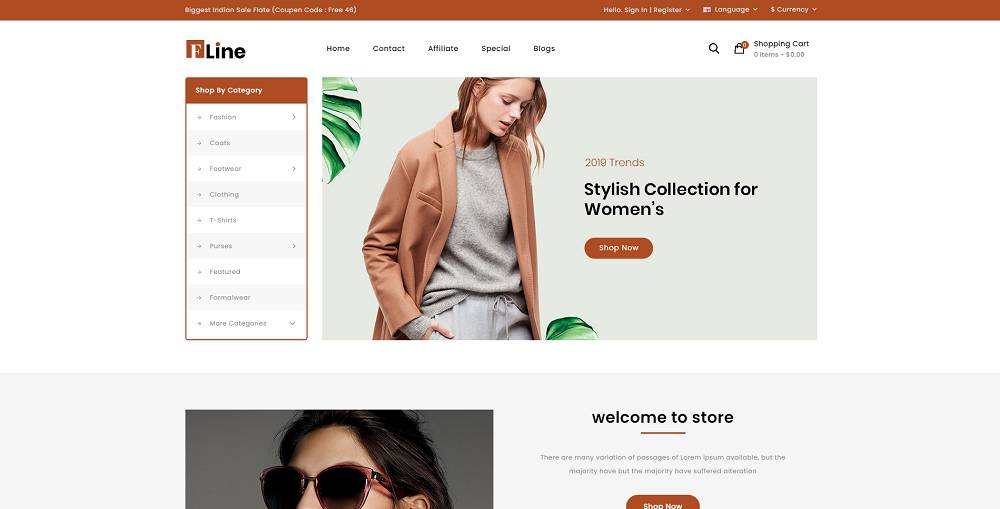 FLine – 时尚商店 OpenCart 模板