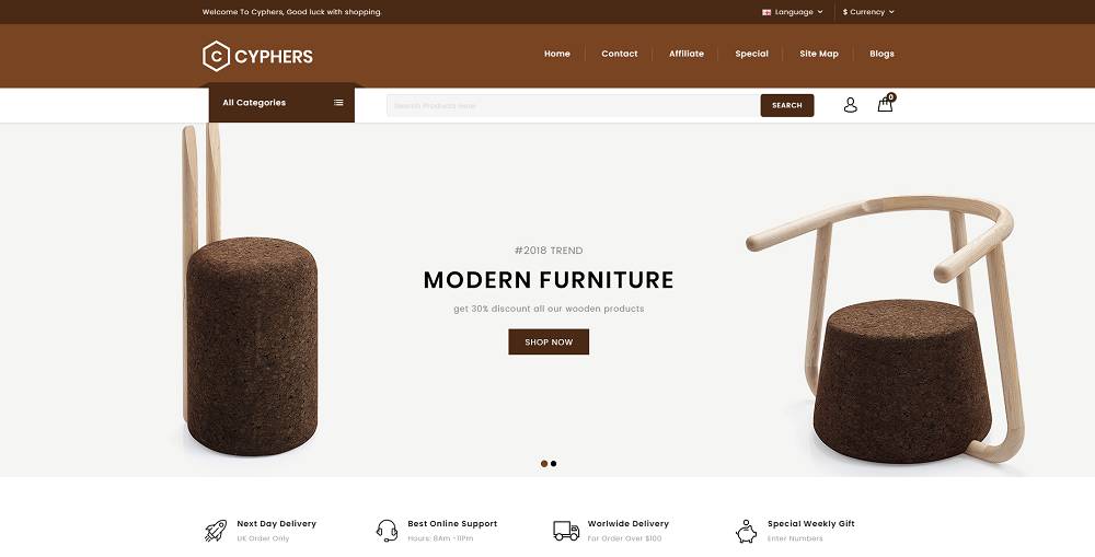 Cyphers – 家具店 OpenCart 模板