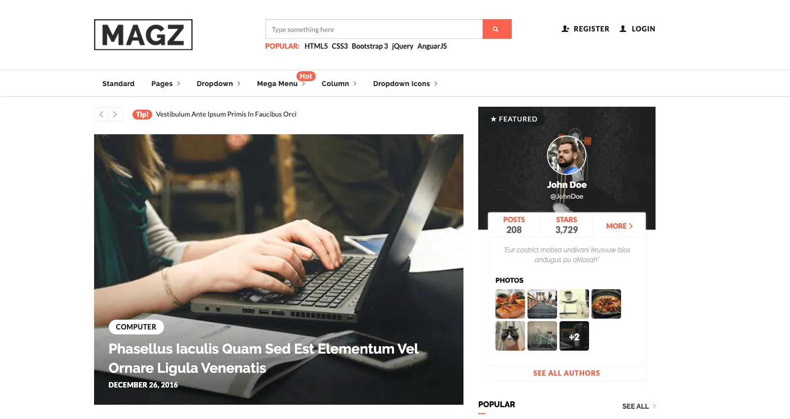 Modèle de nouvelles Magz Bootstrap gratuit