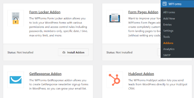 WPFormsでフォームロッカーアドオンを有効にする Enable the form locker addon in WPForms
