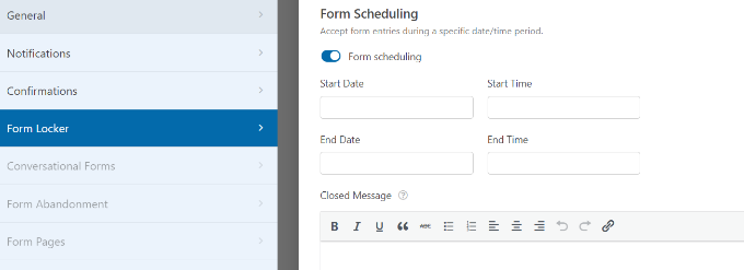 フォームのスケジューリングを有効にする Enable form scheduling