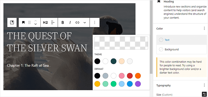 Mengubah warna teks di atas gambar Changing the color of text on top of an image