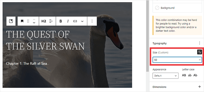 Menambahkan teks di atas gambar di WordPress Adding text on top of an image in WordPress