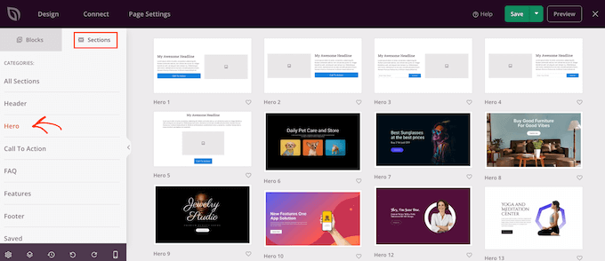 Templat bagian SeedProd A SeedProd section template