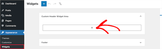 Niestandardowy obszar widżetów nagłówka Custom header widget area