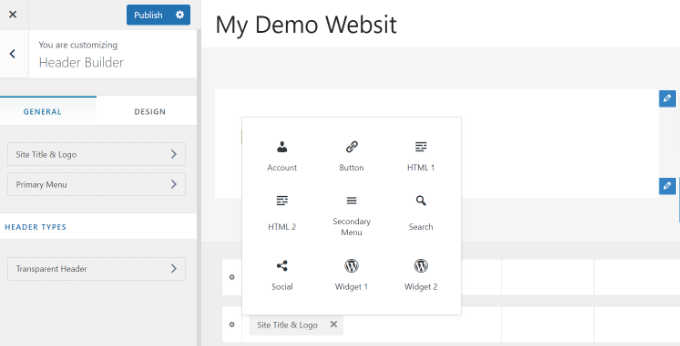 Dodaj bloki nagłówków w konfiguratorze motywów Add header blocks in theme customizer