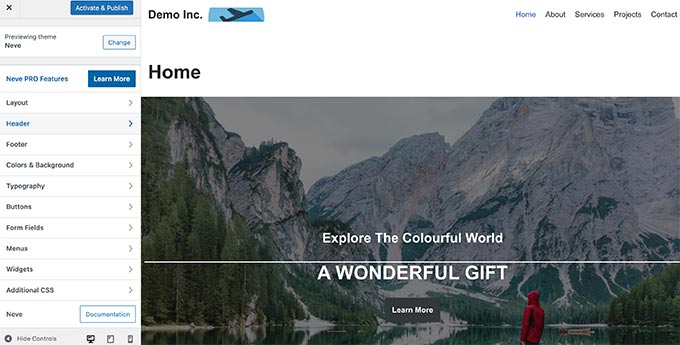 Tema WordPress pratinjau langsung Live preview WordPress theme