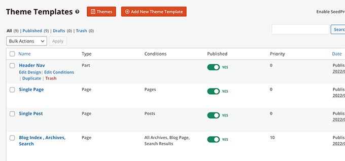 Template tema Theme templates