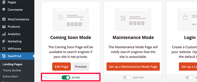 Matikan halaman segera hadir Turn off coming soon page