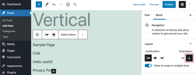 將導航菜單塊更改為垂直方向 Change Your Navigation Menu Block to a Vertical Orientation