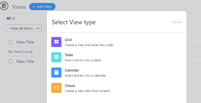 選擇視圖類型 Select a view type
