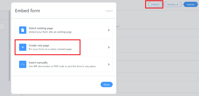 將表單嵌入新頁面 Embed your form in a new page