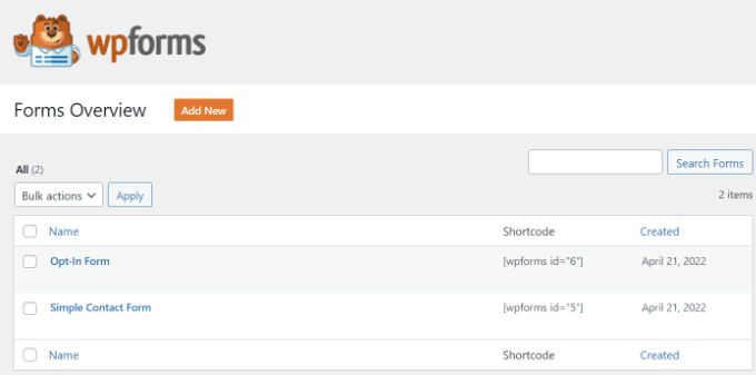 查找 WPForms 表單 ID Find WPForms form ID