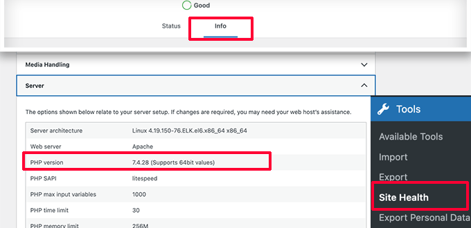 Controlla la versione PHP Check PHP version