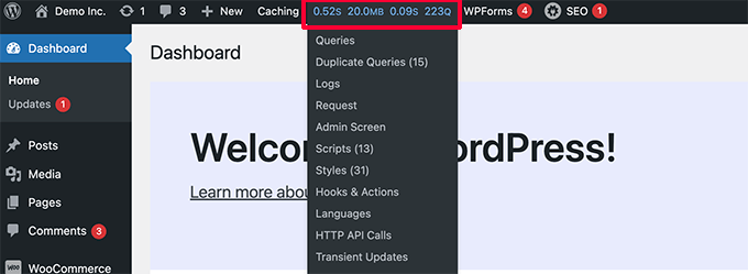 Scheda Monitoraggio query Query Monitor tab