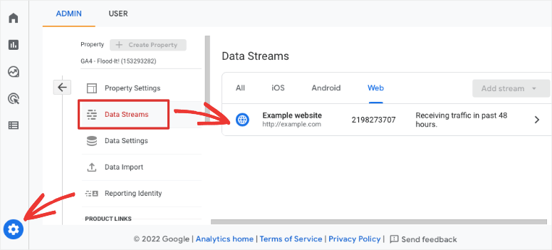 ga admin 內的數據流 - IsItWP - 免費的 WordPress 主題檢測器 data stream inside ga admin