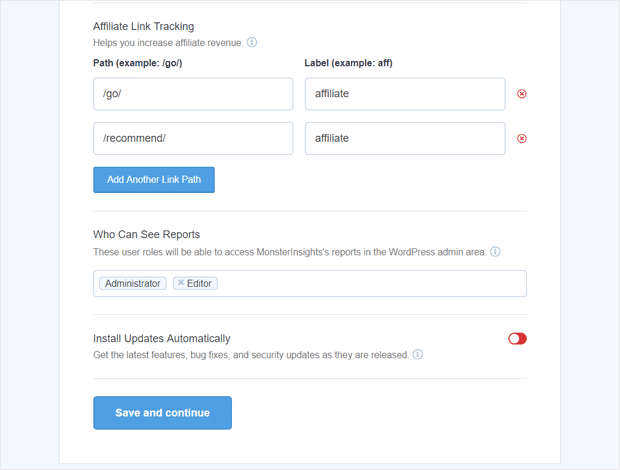 Monsterinsights 中的推薦設置 - IsItWP - 免費 WordPress 主題檢測器 recommended settings in monsterinsights