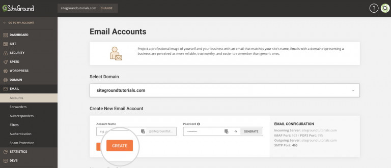 SiteGround 電子郵件設置 2