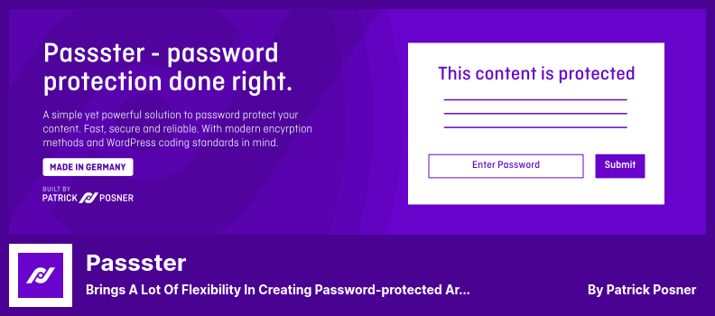 Passster 插件 - 在您的網站上創建密碼保護區域時帶來了很大的靈活性