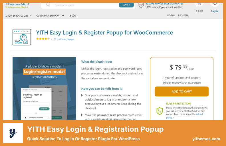 YITH Easy Login&Registration Popup forWooCommercePlugin-WordPressのプラグインにログインまたは登録するためのクイックソリューション