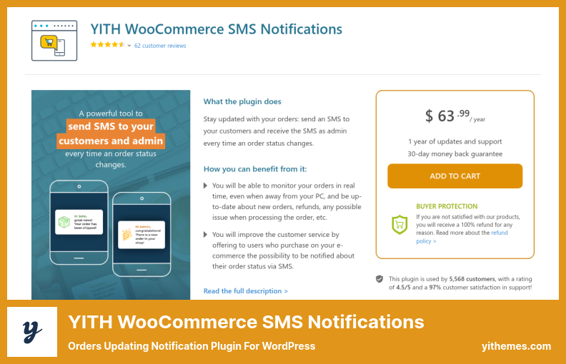 YITH WooCommerce 短信通知插件 - 用於 WordPress 的訂單更新通知插件