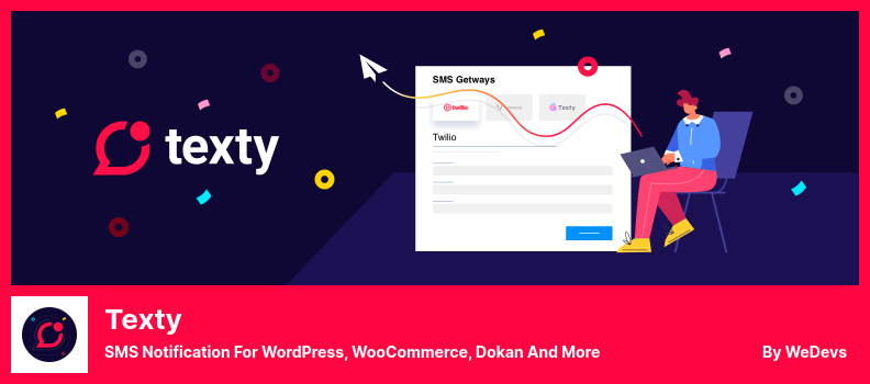 Texty Plugin - 適用於 WordPress、WooCommerce、Dokan 等的短信通知