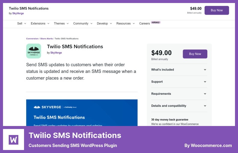 Twilio SMS Notifications Plugin - 客戶發送 SMS WordPress 插件