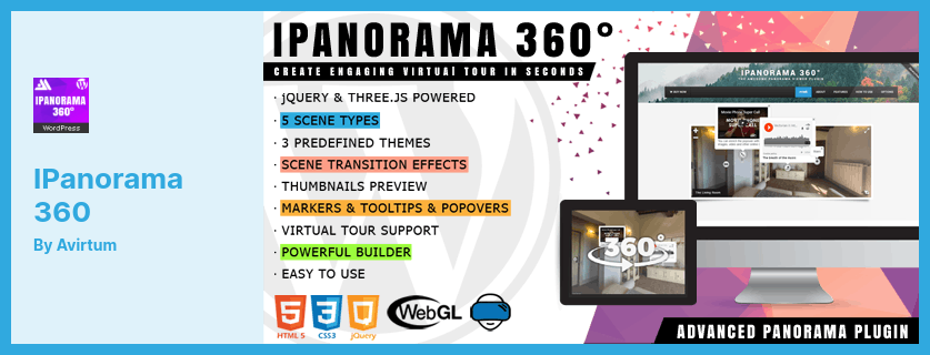 iPanorama360プラグイン-WordPress用の仮想ツアービルダー
