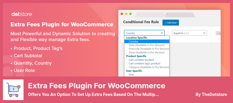 Plugin de taxas extras para WooCommerce Plugin - oferece a opção de configurar taxas extras com base nas várias regras condicionais