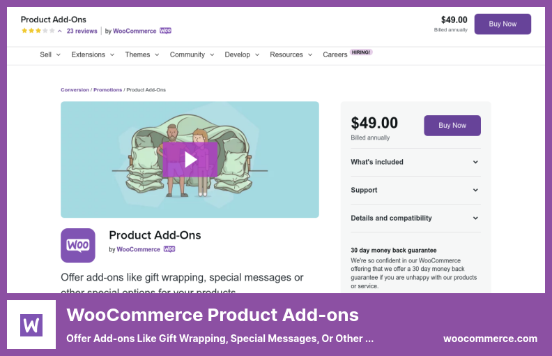 Plugin de complementos de produtos WooCommerce - Oferece complementos como embalagem de presente, mensagens especiais ou outras opções especiais para seus produtos