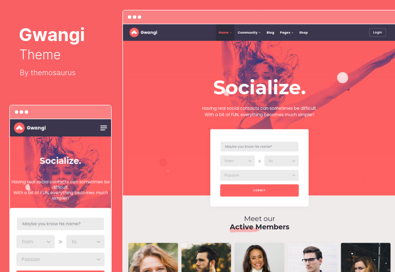 Tema Gwangi - Associação PRO MultiPurpose, Rede Social BuddyPress Community WordPress Theme