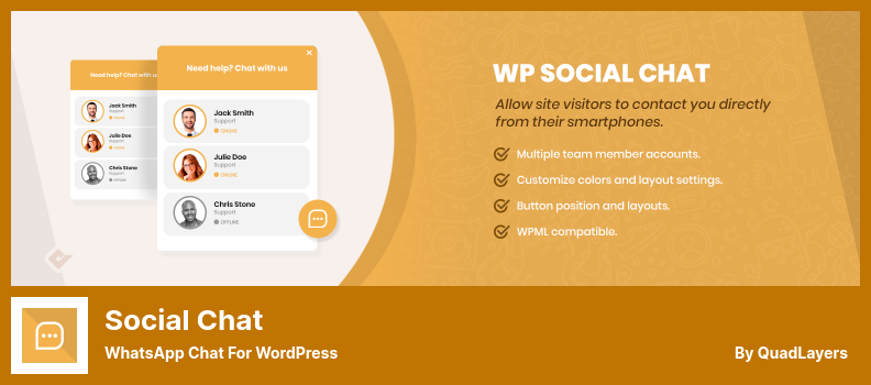 社交聊天插件 - 適用於 WordPress 的 WhatsApp 聊天