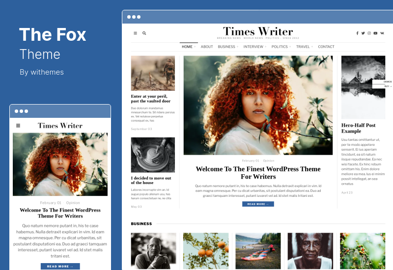 Fox 主題 - 最小的 WordPress 博客雜誌主題